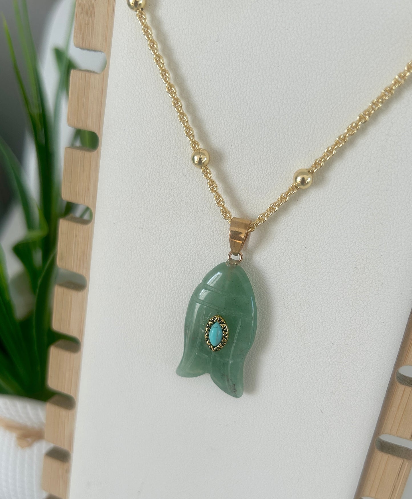 Green Marble Fish Necklace
