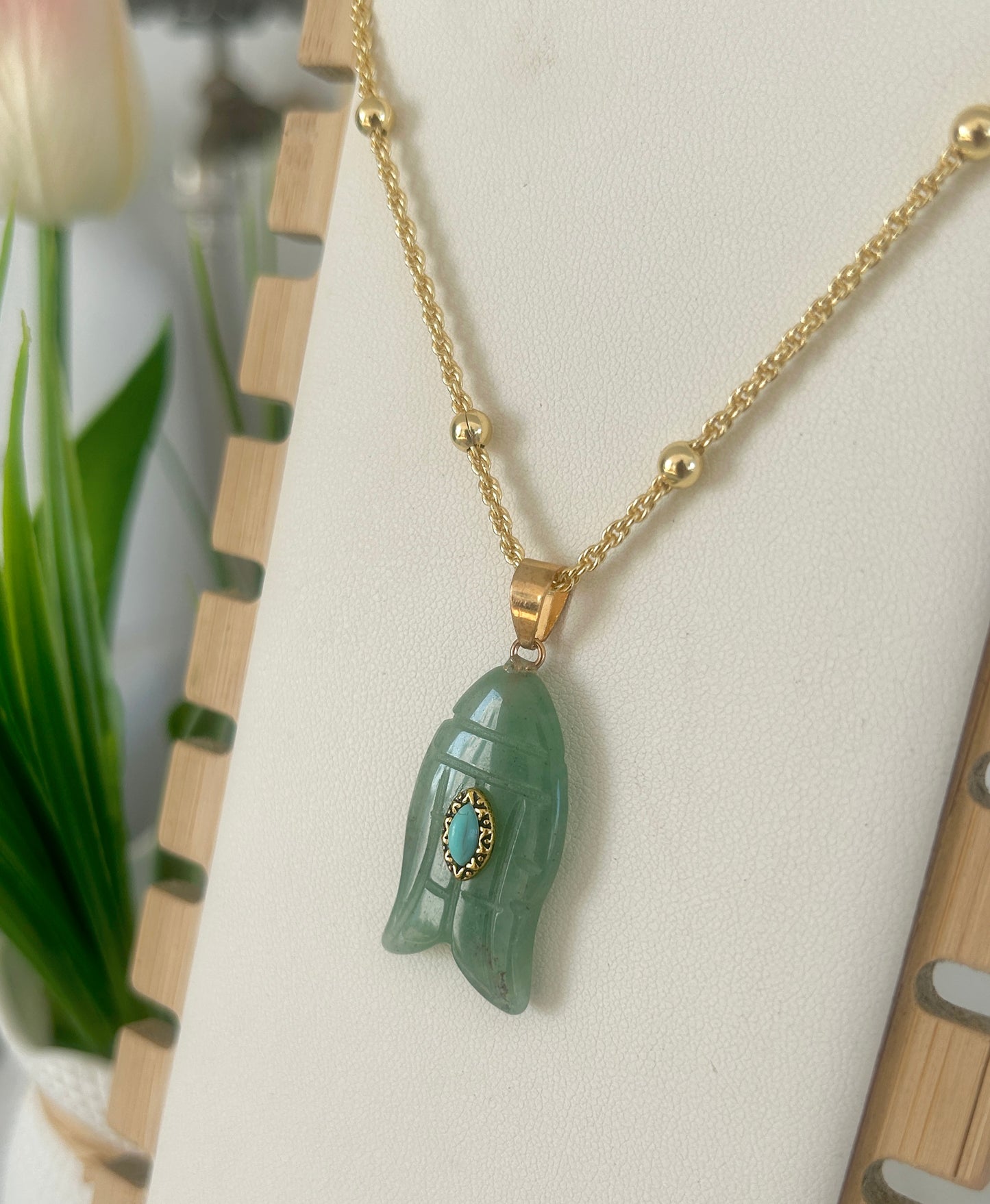 Green Marble Fish Necklace