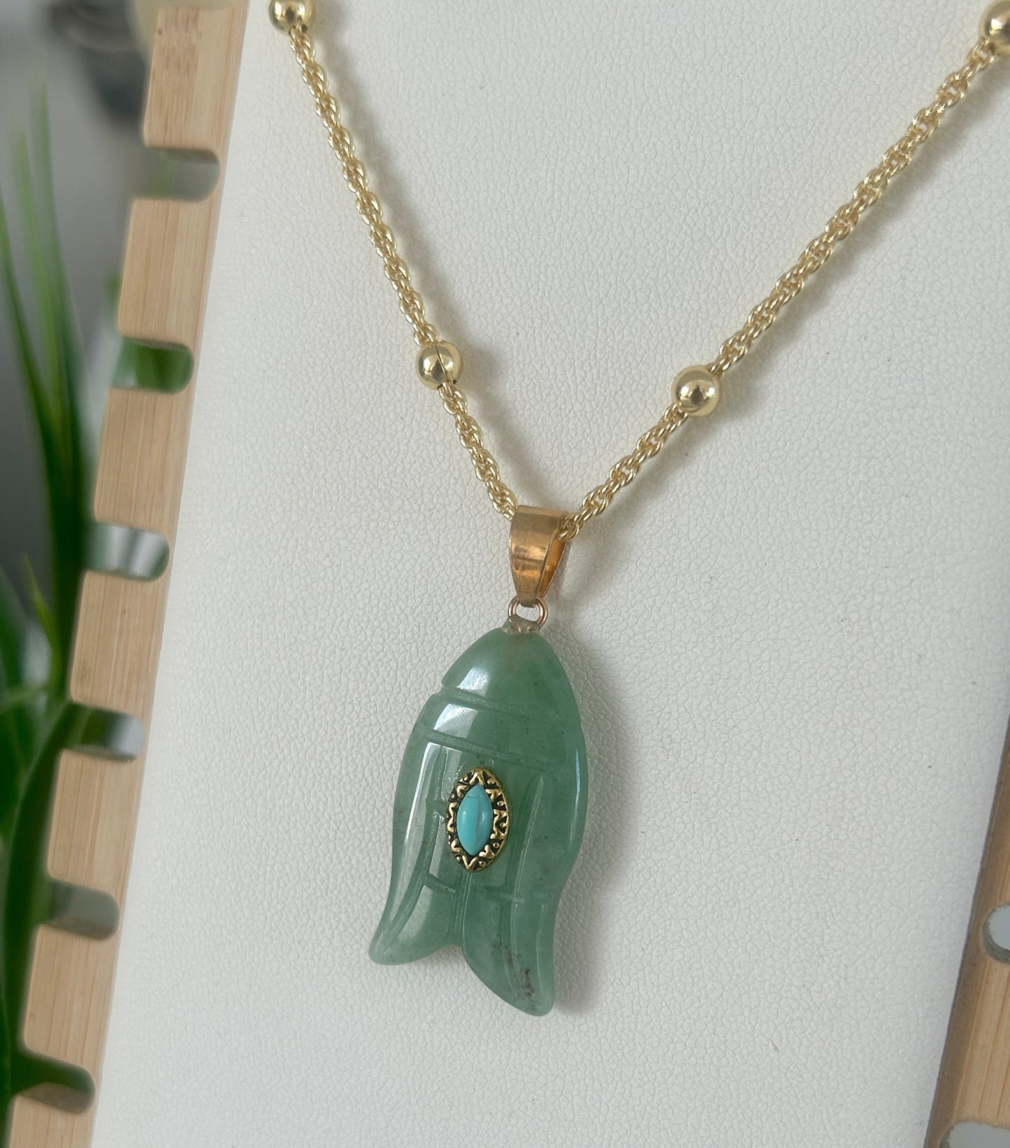 Green Marble Fish Necklace