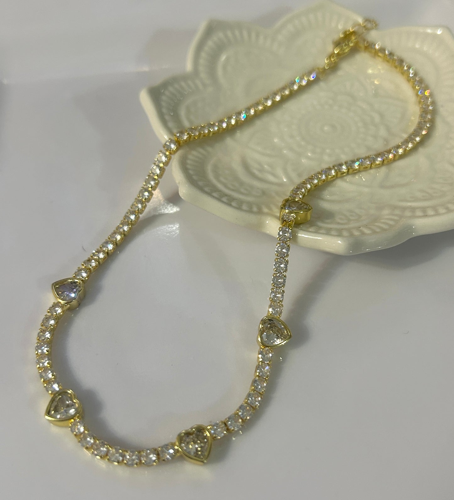 Rhinestone Heart Choker Necklace