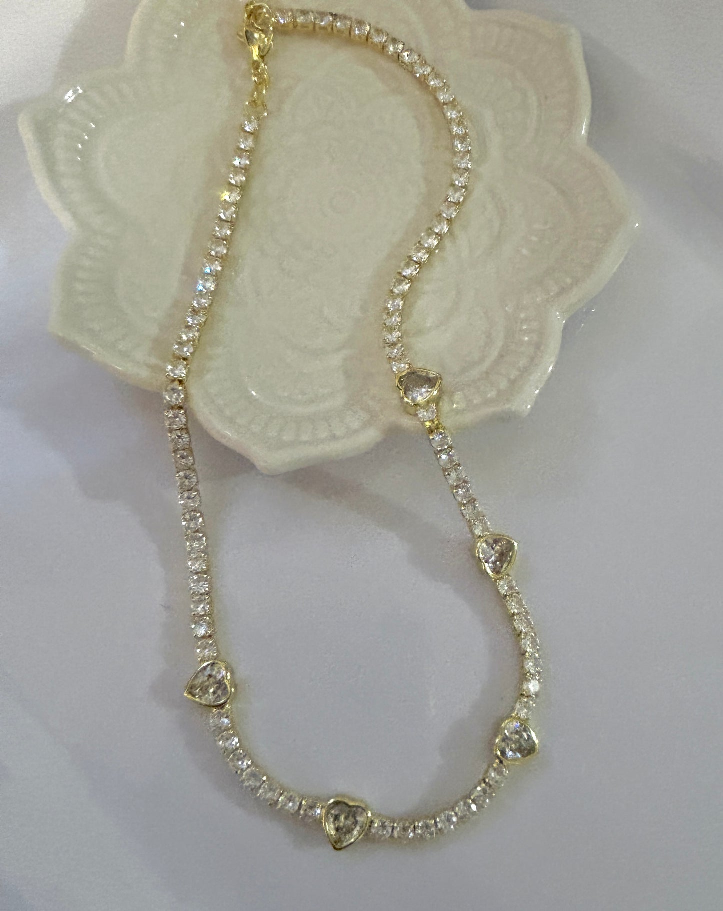 Rhinestone Heart Choker Necklace