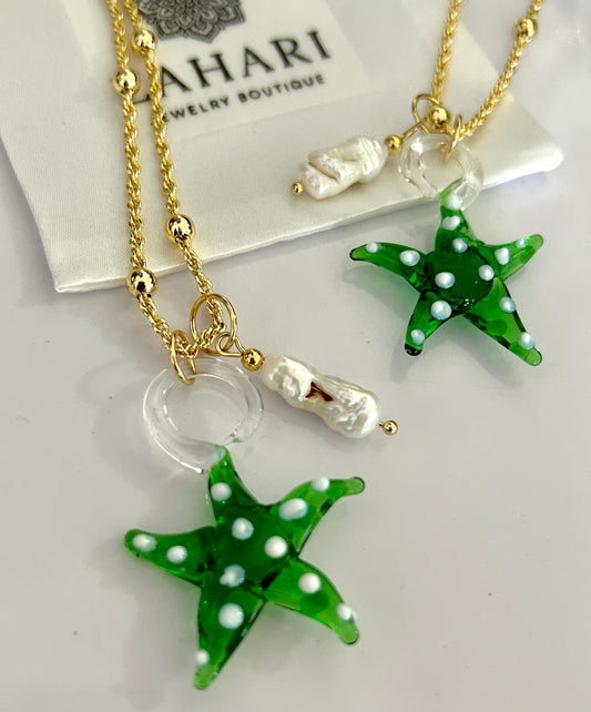 Green Starfish Necklace