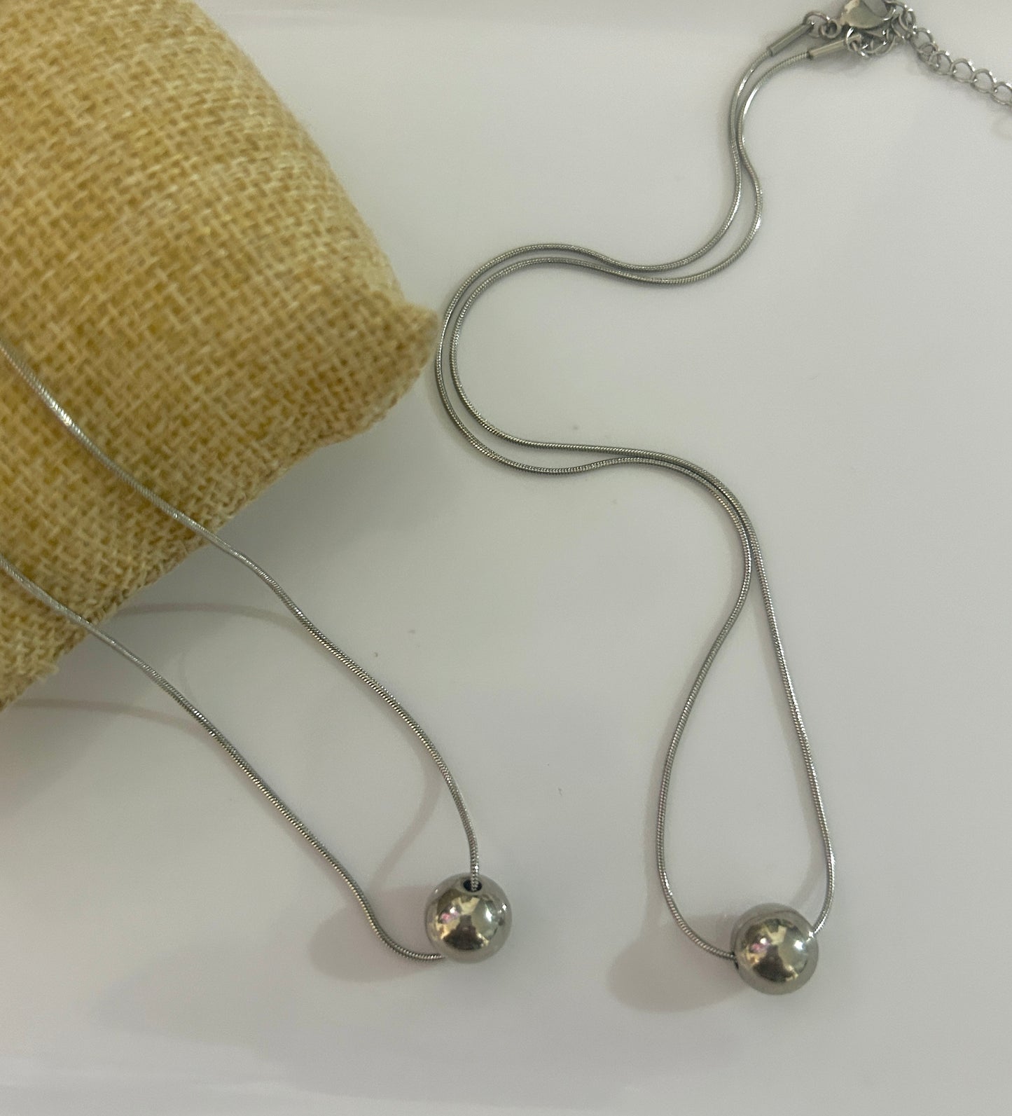 Silver Floating Ball Necklace