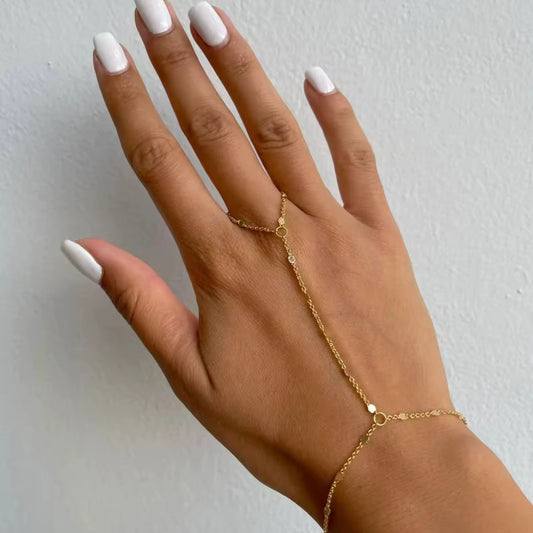 Gold Hand-Chain with flat beads