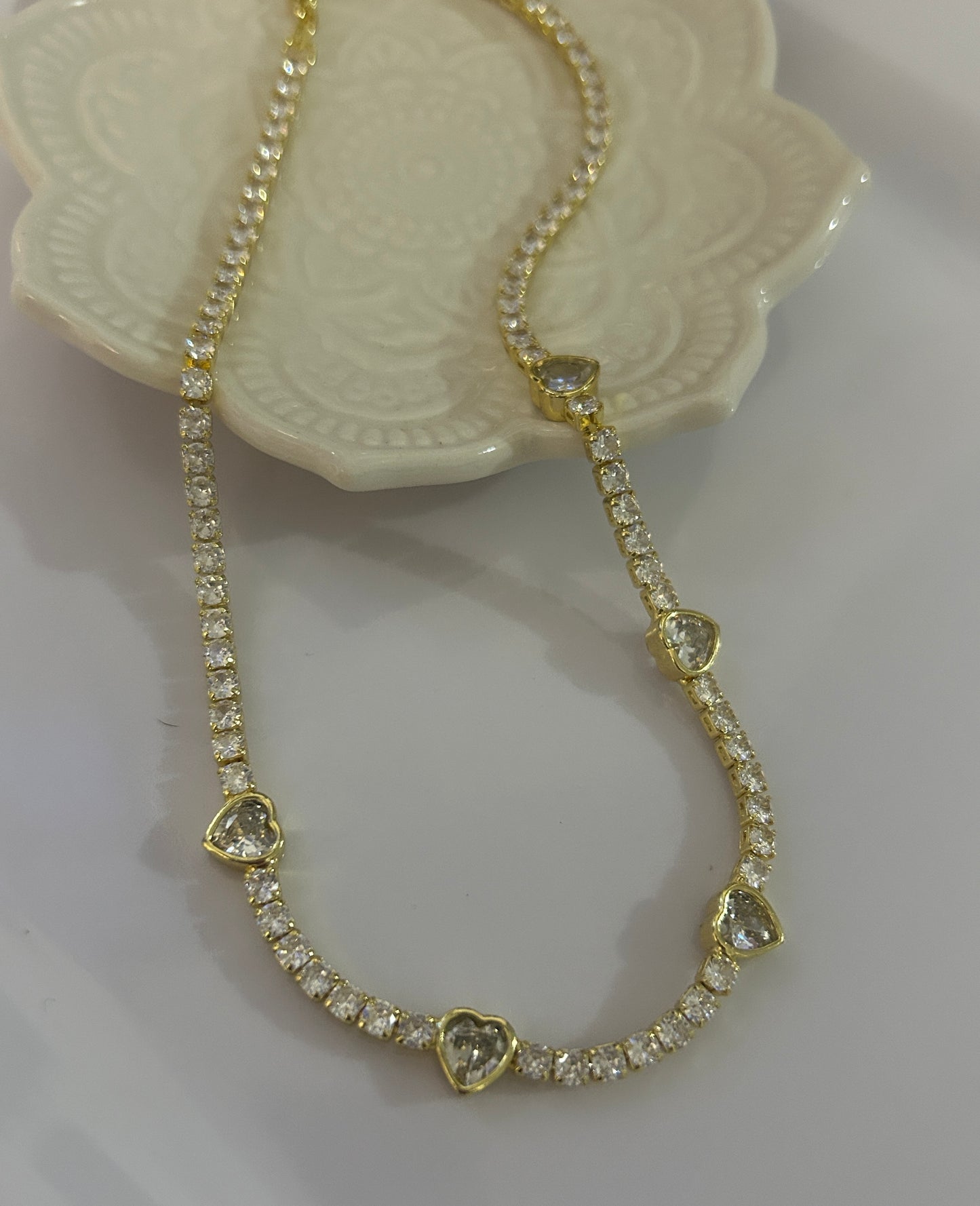 Rhinestone Heart Choker Necklace