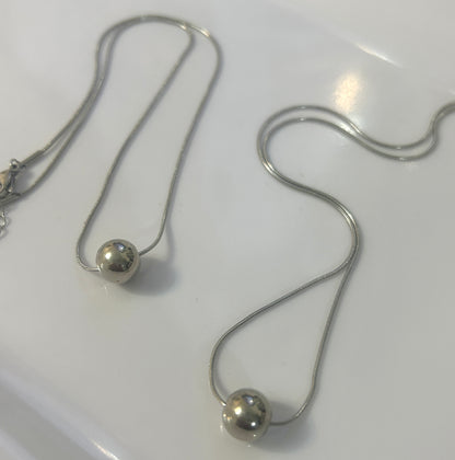 Silver Floating Ball Necklace