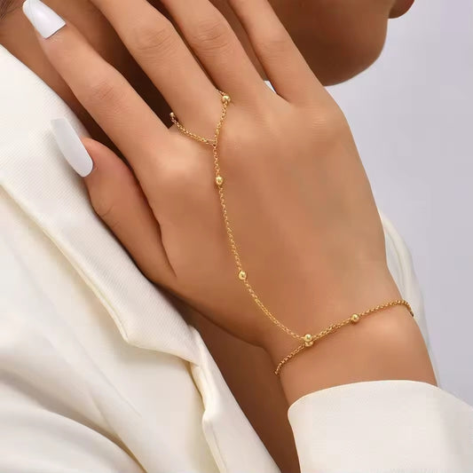 Gold Hand-Chain with Beads