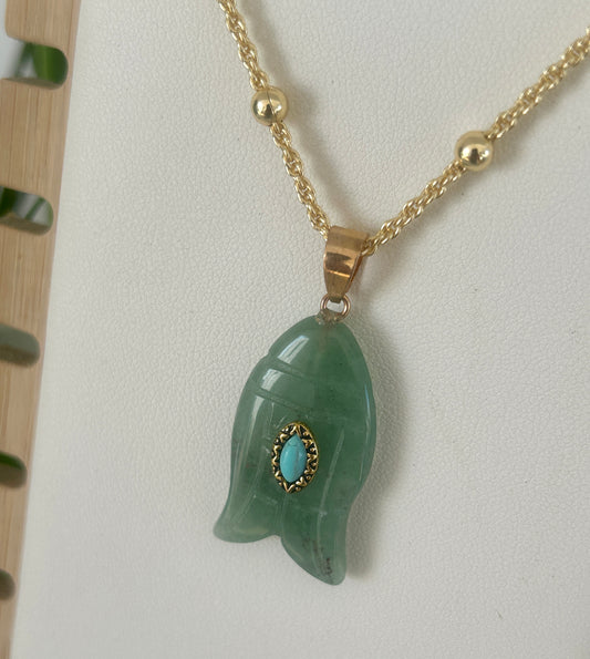 Green Marble Fish Necklace