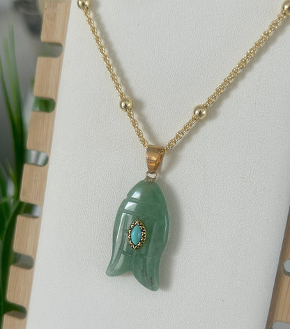 Green Marble Fish Necklace